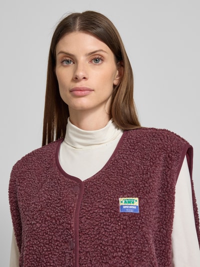 American Vintage Relaxed Fit Weste mit Logo-Patch Modell 'Hoktown' Bordeaux Melange 3