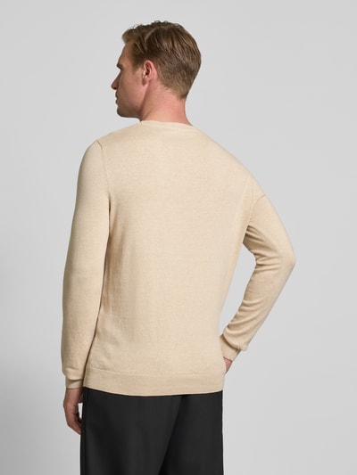 SELECTED HOMME Sweter z dzianiny o kroju regular fit z czystej bawełny model ‘BERG’ Écru 5