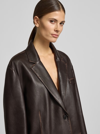 Weekend Max Mara Oversized Lederjacke aus echtem Lammleder Modell 'PILA' Dunkelbraun 3