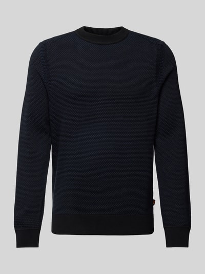 BOSS Orange Gebreide pullover met structuurmotief, model 'Kaponski' Zwart - 2