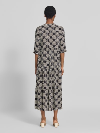 MORE & MORE Relaxed fit midi-jurk van pure viscose Zwart - 5