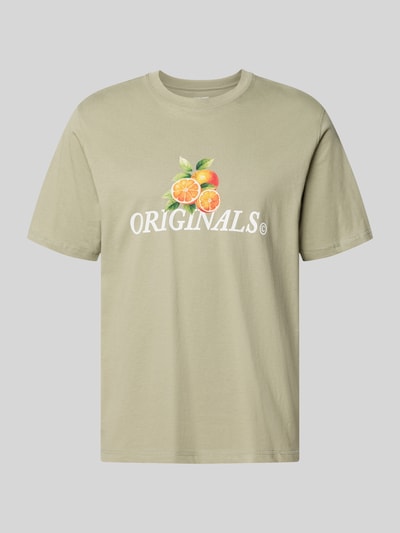 Produktfoto, Regular Fit T-Shirt mit Statement-Print Modell 'Eres' von Jack & Jones, bawełna, krój regular fit, okrągły dekolt, długość tyłu w rozmiarze M: 61 cm