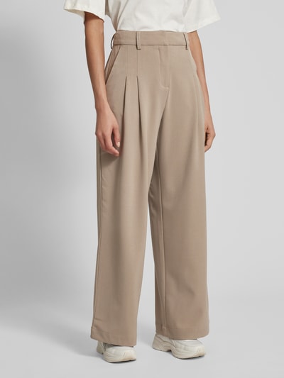 MSCH Copenhagen Flared Stoffhose mit Bundfalten Modell 'Henrika' Sand Melange 4