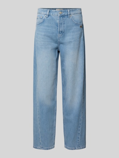 Produktfoto, Barrel Fit Jeans mit Label-Detail Modell 'Blake' von Gang, hellblauer Baumwoll-Elasthan-Mix, Eingrifftaschen, gerade Form