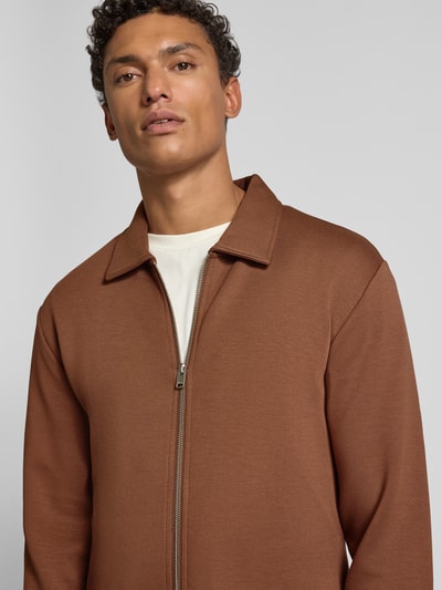 SELECTED HOMME Regular Fit Sweatjacke aus Viskose-Mix Modell 'EMANUEL' Camel 3