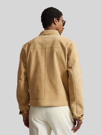Polo Ralph Lauren Regular Fit Lederjacke aus echter Lammvelours Beige 5