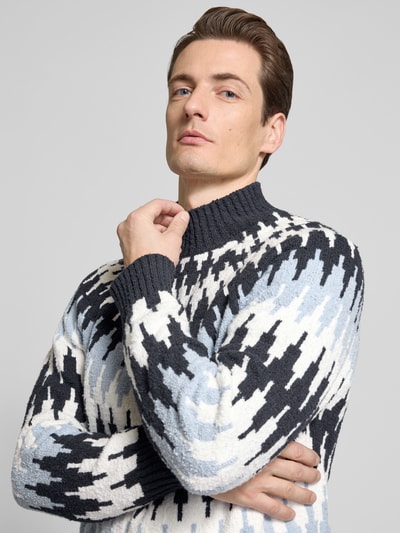 Drykorn Strickpullover mit Stehkragen Modell 'PIREO' Dunkelblau 3