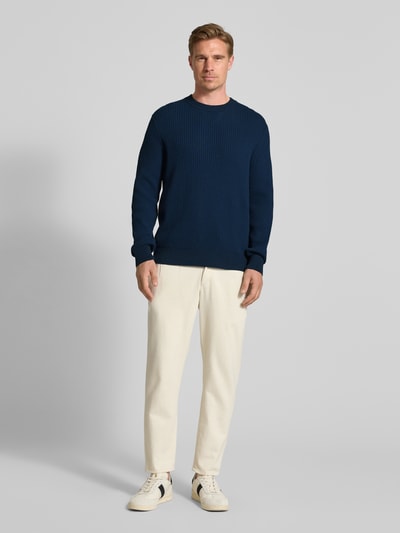 BOSS Orange Regular Fit Strickpullover aus Baumwoll-Mix Modell 'APOKKO' Marine 1