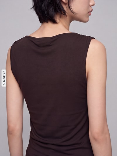 VERO MODA Top mit Schnallen-Applikation Schoko Melange 3