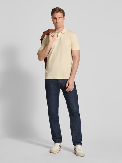 BOSS Orange Slim Fit Poloshirt aus Baumwoll-Mix Ecru 1