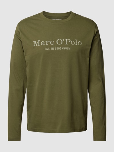 Marc O'Polo Longsleeve mit Label-Print Oliv 2