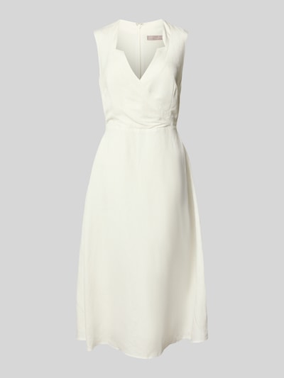 Produktfoto, Midikleid aus Leinen-Viskose-Mix in Wickel-Optik von Christian Berg Woman Selection, cremefarben, A-Linie, leichte Struktur, V-Ausschnitt, Rückenlänge 120 cm, Brustweite 45 cm, Größe 36