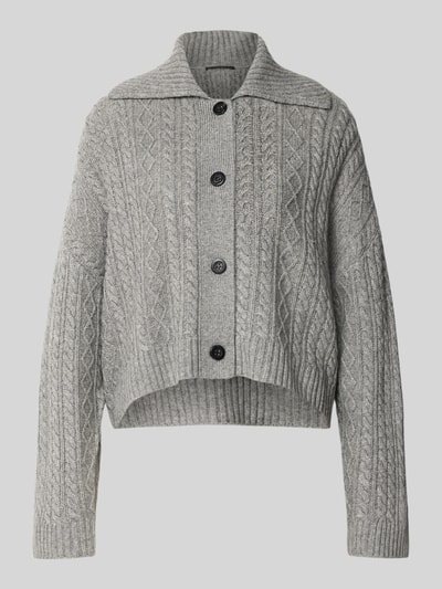 windsor. Strickjacke aus Woll-Yak-Mix mit Zopfmuster Mittelgrau 2
