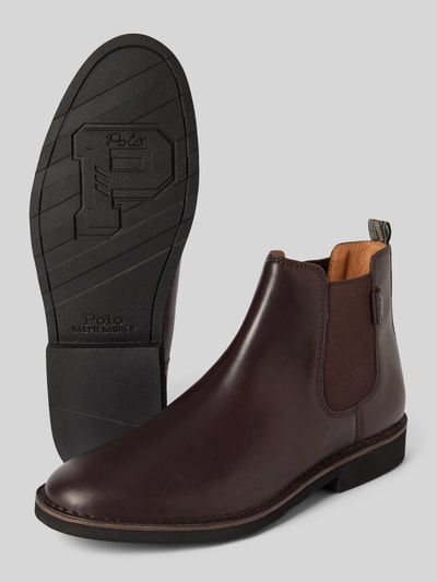 Polo Ralph Lauren Chelsea boots van leer met labeldetail, model 'TALAN' Donkerbruin - 3