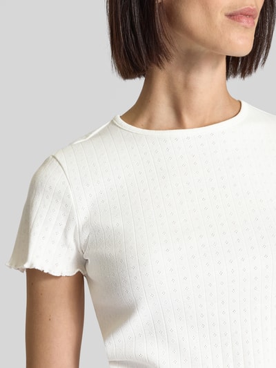 JAKE*S STUDIO WOMAN T-Shirt mit Rundhalsausschnitt und Wellensaum Offwhite 3