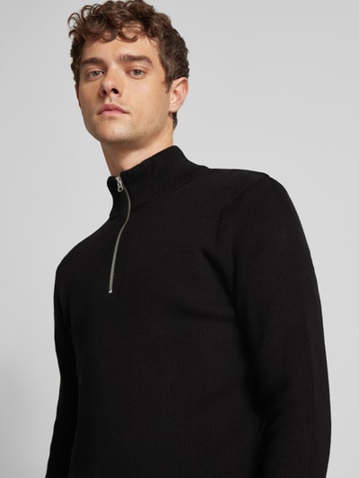 Only & Sons Regular fit gebreide pullover met opstaande kraag, model 'PHIL' Zwart - 3