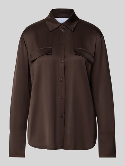 Style Icon Collection Bluzka satynowa z listwą guzikową – curated by Anouk Yve Ciemnobrązowy 2