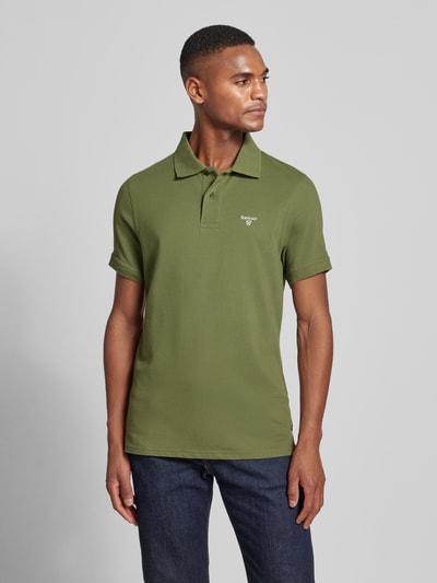 Barbour Slim Fit Poloshirt mit Label-Stitching Oliv 4