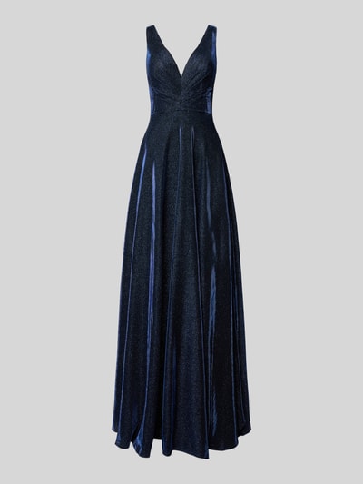 Luxuar Abendkleid mit V-Ausschnitt Marine 2