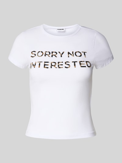 NOISY MAY® T-shirt z wyhaftowanym napisem model ‘KATINKA’ Złamany biały 2