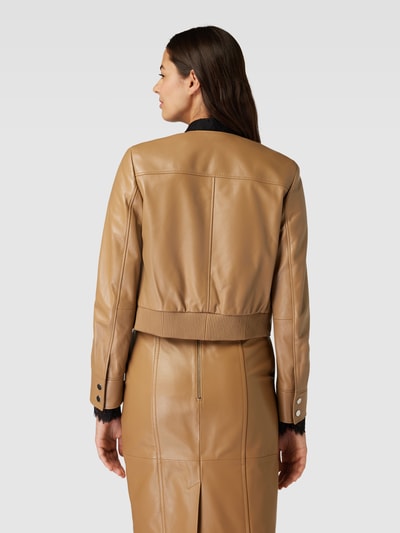 BOSS Black Women Lederjacke mit Knopfleiste Modell 'Samarie' in black Camel 5