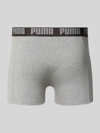 Produktfoto, Pant & Trunk aus Baumwoll-Mix im 2er-Pack von PUMA, hellgrau, schwarzer Bund mit Logo, glatte Textur, Herren Pant & Trunk von PUMA