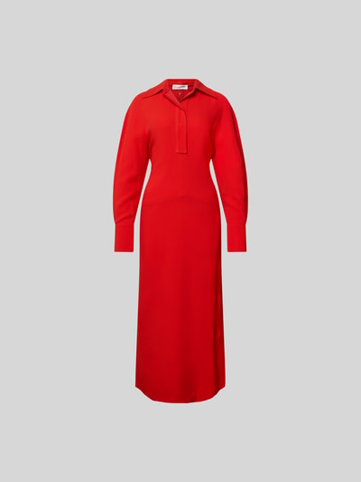 Victoria Beckham Midikleid mit Resortkragen Rot 2