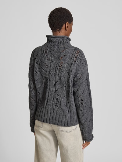 Liu Jo White Strickpullover mit Lochmuster Mittelgrau 5