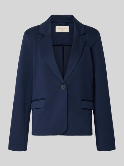 Produktfoto, granatowy Regular Fit Blazer mit Viskose-Anteil Modell 'Nanni' von FREE/QUENT, elastyczna tkanina, krój regular fit, zapięcie na guzik, klapa z wyłogami, długość tyłu w rozmiarze S: 61 cm, szerokość w rozmiarze S: 50 cm, długość rękawa w rozmiarze S: 56 cm, gładka faktura