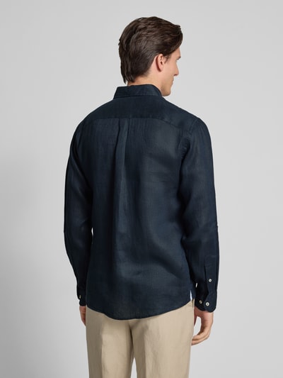 Fynch-Hatton Regular fit linnen overhemd met button-downkraag Marineblauw - 5