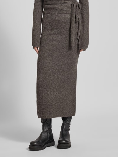 LeGer by Lena Gercke Spódnica midi o kroju slim fit z imitacji dzianiny model ‘Julienne’ Ciemnobrązowy 4