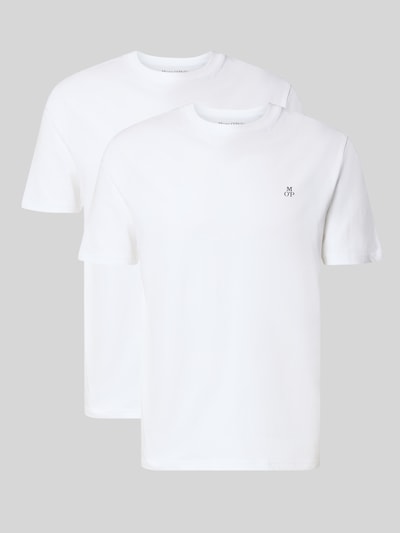 Produktfoto, Regular Fit T-Shirt Set im 2er-Pack von Marc O'Polo w kolorze białym, nadruk z logo, okrągły dekolt, krótki rękaw, materiał: czysta bawełna