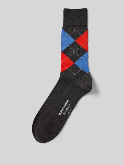 Burlington Socken mit Label-Detail Modell 'MANCHESTER' Anthrazit 1