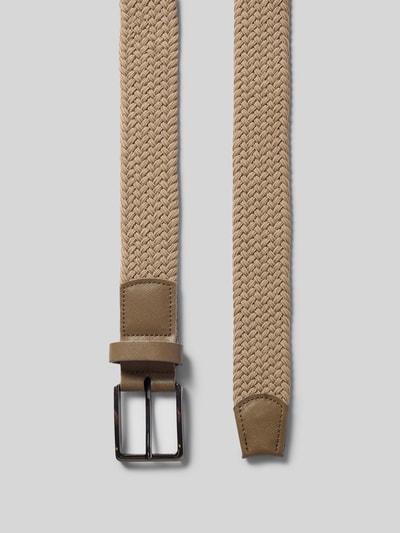 Produktfoto, Stoffgürtel mit Zopfmuster von bugatti in Beige, klassische Passform, Dornschließe metallisch, Breite 3 cm, strukturierte Textur