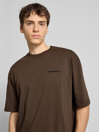 Pegador Oversized T-shirt met labelstitching Donkerbruin - 3