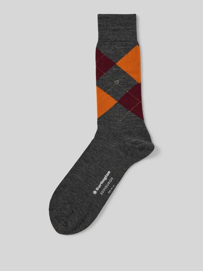 Burlington Socken aus Schurwoll-Mix mit Label-Detail Modell 'Edinburgh' Anthrazit 1