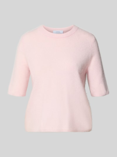 Produktfoto, Regular Fit Strickpullover aus reiner Wolle von COMMA in zartem Rosa, 1/2-Arm, taillierte Passform, Rundhalsausschnitt, weiche Wolltextur
