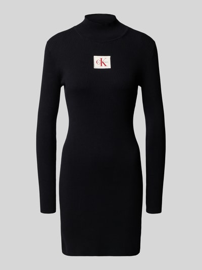 Calvin Klein Jeans Minikleid mit Logo-Patch in Strick-Optik Black 2