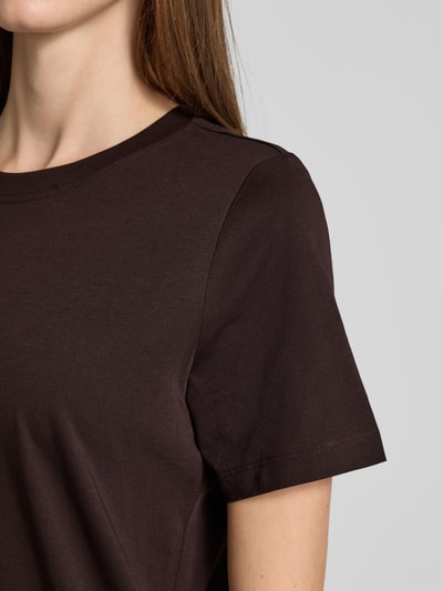 Vero Moda T-shirt o kroju regular fit z czystej bawełny model ‘PAULINA’  Czekoladowy 3