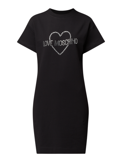 Love Moschino Sukienka dżersejowa z logo z ozdobnych kamieni Czarny 2