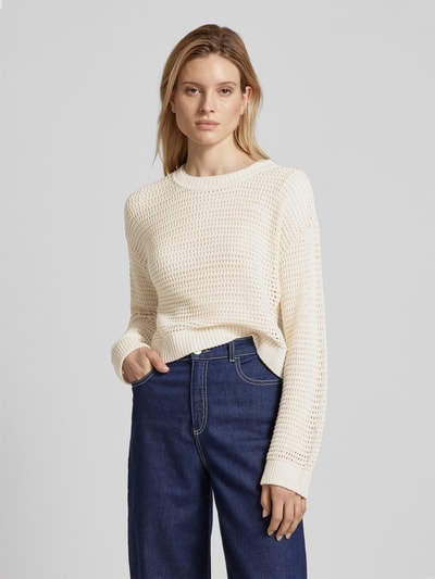 Vero Moda Strickpullover mit überschnittenen Schultern Modell 'MADERA' Beige 4