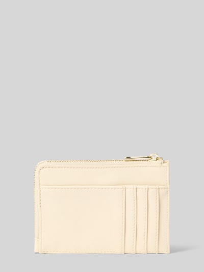 Produktfoto, Portemonnaie aus Rindsleder-Mix mit Label-Applikation von Hey Marly, beige, glatte Textur, goldfarbener Reißverschluss, Kartenfächer, Damen Portemonnaie