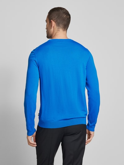 BOSS Wollpullover aus Schurwolle mit Label-Detail Modell 'Leno' Blau 5