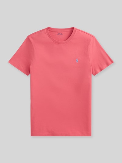 Produktfoto, Regular Fit T-Shirt aus reiner Baumwolle von Polo Ralph Lauren in Unifarbe mit Logo-Stitching, Rundhals und Kurzarm, Jersey-Textur.