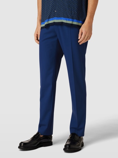 BOSS Slim fit pantalon van scheerwolmix, model 'Genius' Marineblauw - 4