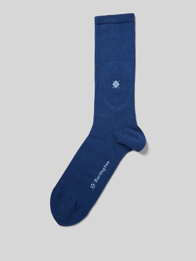 Burlington Socken mit Label-Schriftzug Modell 'Boston' Blau 1