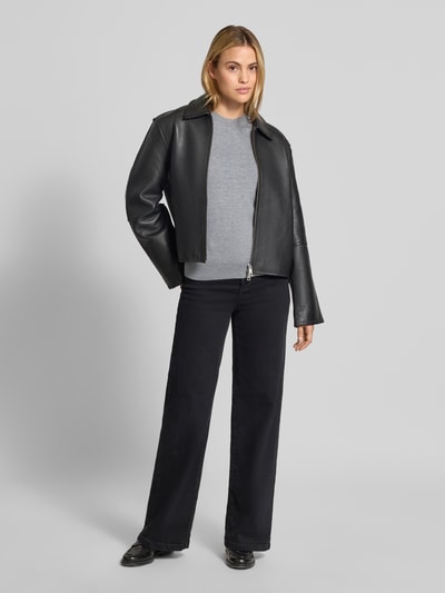 Christian Berg Woman Slim Fit Strickpullover mit elastischen Abschlüssen Silber Melange 1