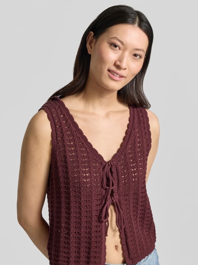 ICHI Strickweste mit Schnürung Modell 'DOSIA' Bordeaux 3