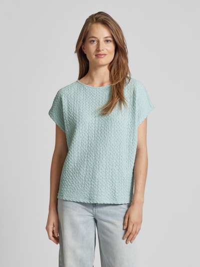 Tom Tailor T-Shirt in unifarbenem Design mit Strukturmuster Mint 4