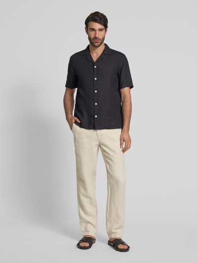 Marc O'Polo Regular Fit Leinenhemd mit Reverskragen Black 1